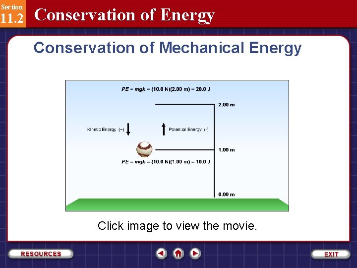 Section 11. 2 Conservation of Energy Conservation of Mechanical Energy Click image to view
