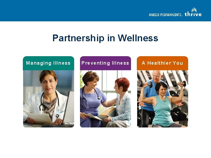 Partnership in Wellness Managing Illness Preventing Illness A Healthier You 
