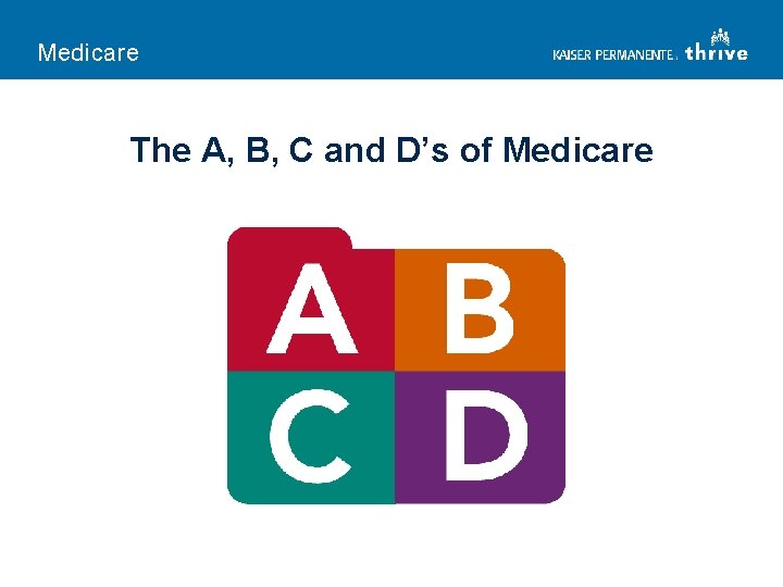 Medicare The A, B, C and D’s of Medicare 