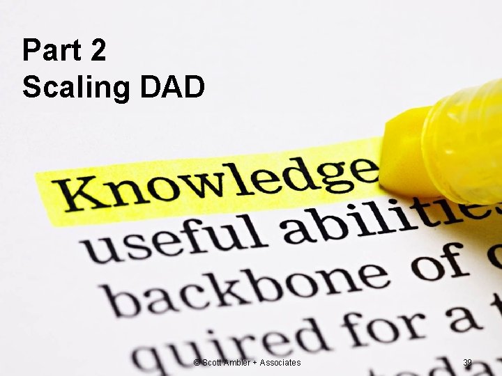 Part 2 Scaling DAD © Scott Ambler + Associates 39 
