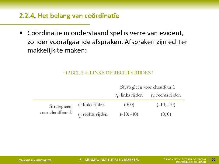 2. 2. 4. Het belang van coördinatie § Coördinatie in onderstaand spel is verre