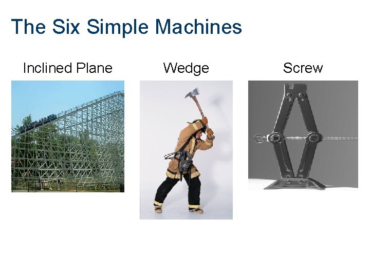 The Six Simple Machines Inclined Plane Wedge Screw 