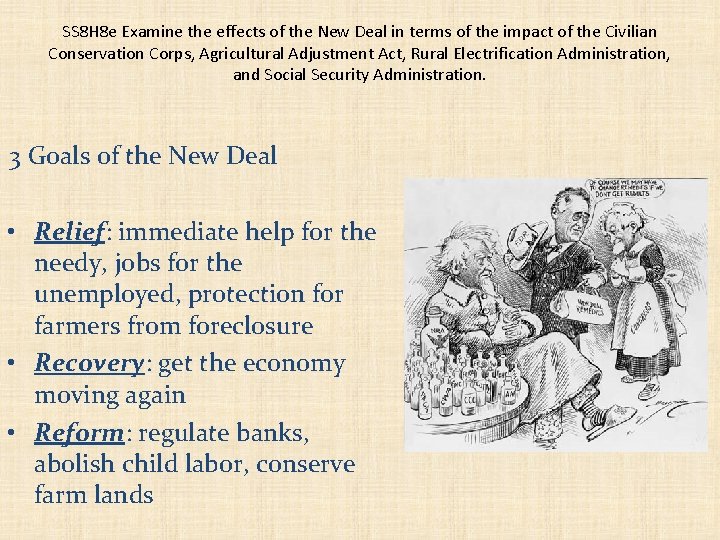 SS 8 H 8 e Examine the effects of the New Deal in terms
