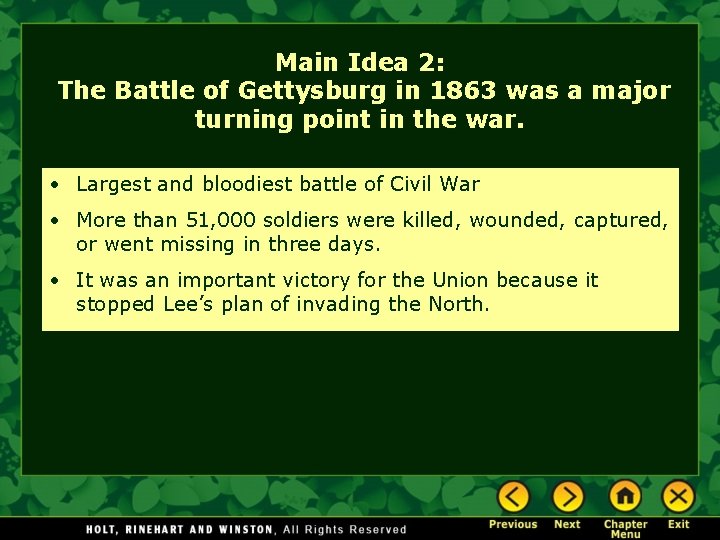 Chapter 16 The Civil War Section Notes The