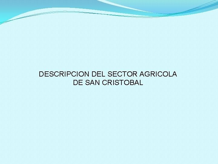 DESCRIPCION DEL SECTOR AGRICOLA DE SAN CRISTOBAL DESCRIPCION DEL SECTOR AGRICOLA DE SAN CRISTOBAL
