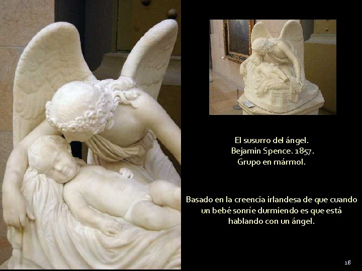 El susurro del ángel. Bejamin Spence. 1857. Grupo en mármol. Basado en la creencia