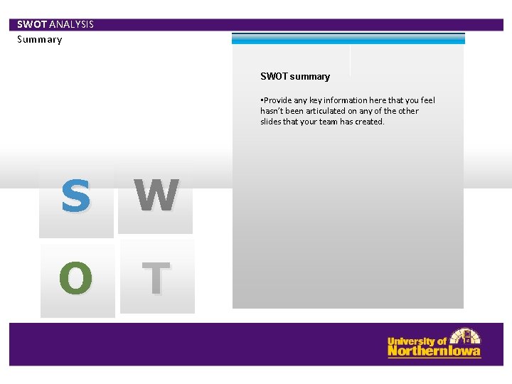 SWOT ANALYSIS Summary SWOT summary • Provide any key information here that you feel SWOT ANALYSIS Summary SWOT summary • Provide any key information here that you feel