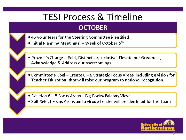 TESI Process & Timeline OCTOBER • 46 volunteers for the Steering Committee identified • TESI Process & Timeline OCTOBER • 46 volunteers for the Steering Committee identified •