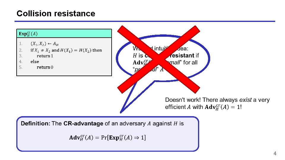 Collision resistance 4 Collision resistance 4