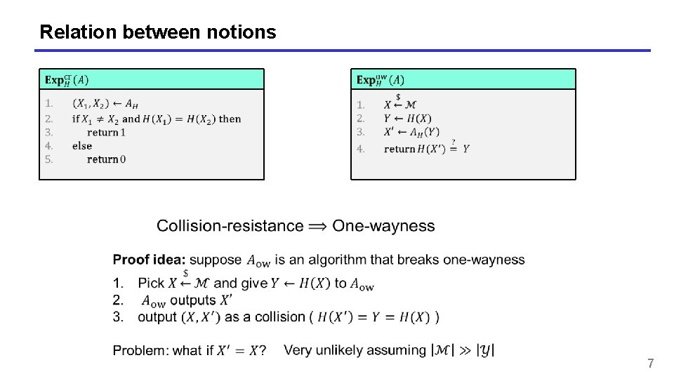 Relation between notions 7 Relation between notions 7