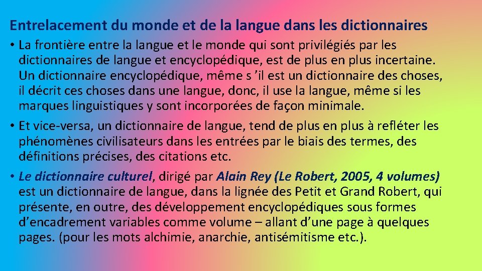 Entrelacement du monde et de la langue dans les dictionnaires • La frontière entre