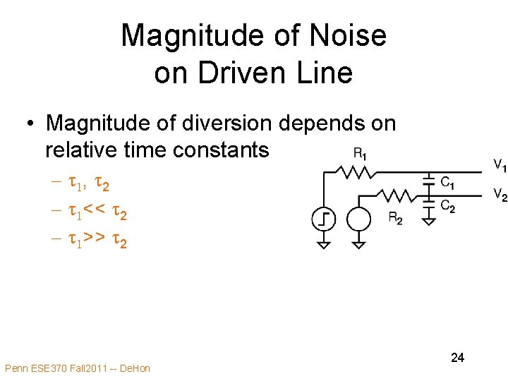 Magnitude of Noise on Driven Line • Magnitude of diversion depends on relative time