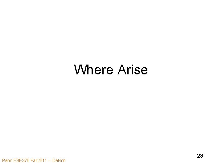 Where Arise Penn ESE 370 Fall 2011 -- De. Hon 28 