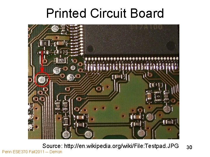 Printed Circuit Board Source: http: //en. wikipedia. org/wiki/File: Testpad. JPG Penn ESE 370 Fall