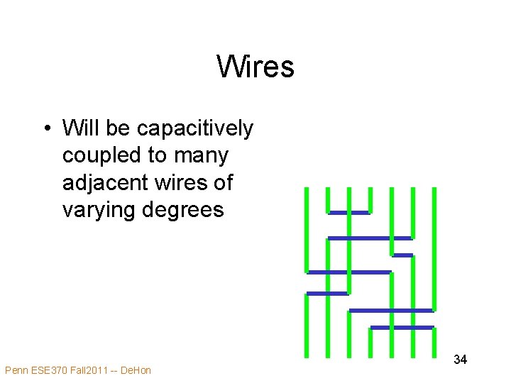 Wires • Will be capacitively coupled to many adjacent wires of varying degrees Penn