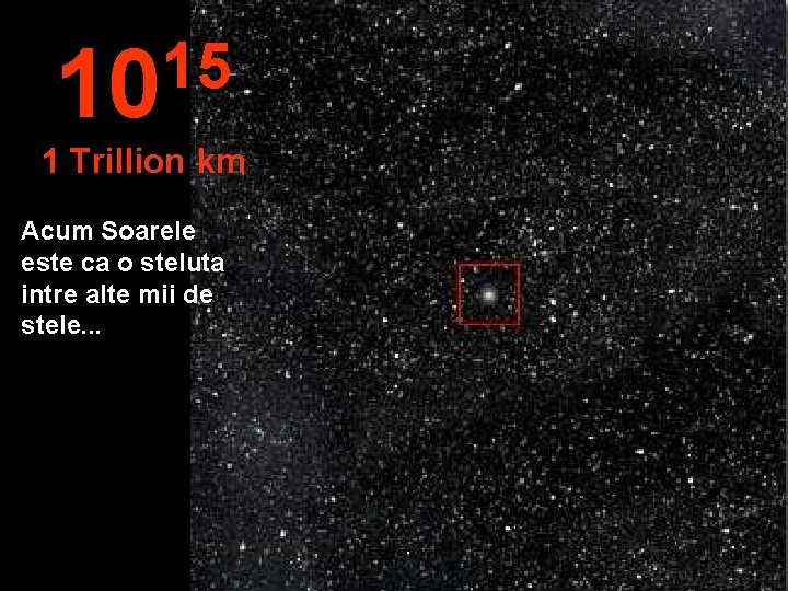 15 10 1 Trillion km Acum Soarele este ca o steluta intre alte mii