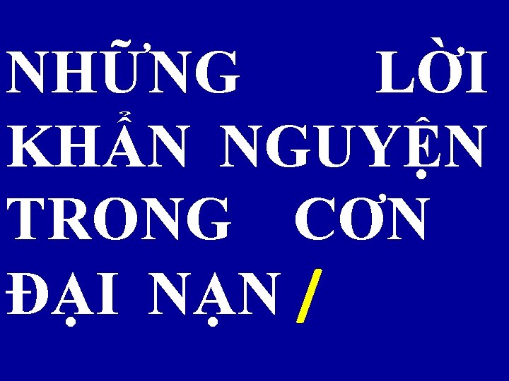 NHỮNG LỜI KHẨN NGUYỆN TRONG CƠN ĐẠI NẠN / 