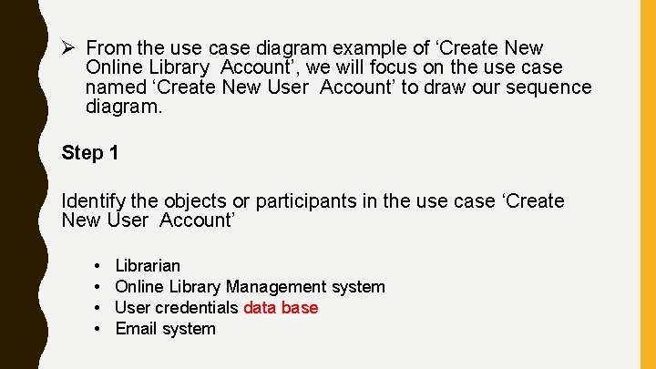  From the use case diagram example of ‘Create New Online Library Account’, we