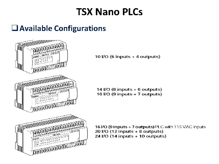 TSX Nano PLCs q Available Configurations 
