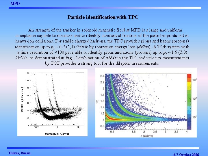 MPD Particle identification with TPC An strength of the tracker in solenoid magnetic field