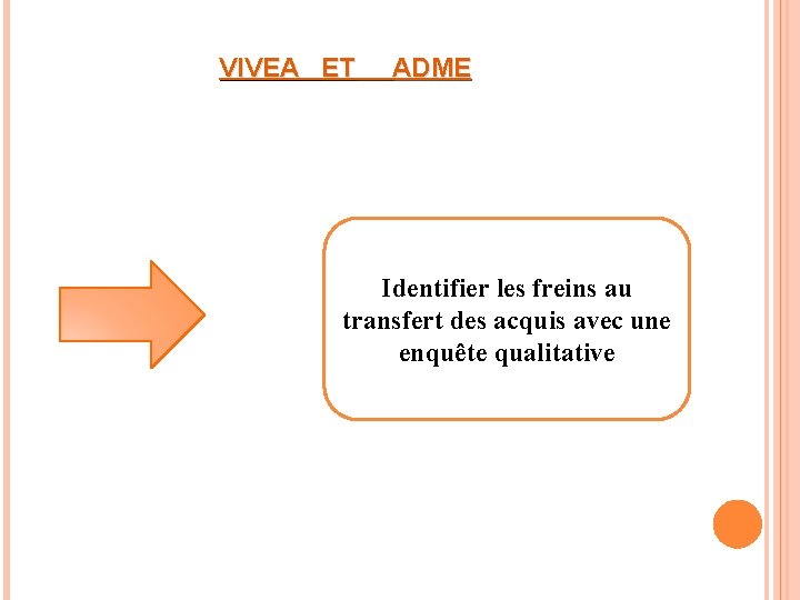 VIVEA ET ADME Identifier les freins au transfert des acquis avec une enquête qualitative