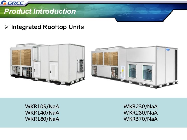 Product Introduction Ø Integrated Rooftop Units WKR 105/Na. A WKR 140/Na. A WKR 180/Na.