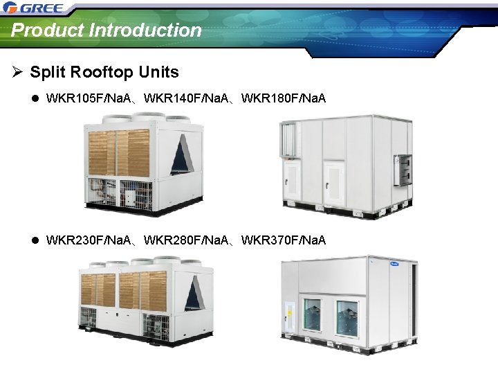 Product Introduction Ø Split Rooftop Units l WKR 105 F/Na. A、WKR 140 F/Na. A、WKR