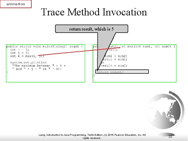 animation Trace Method Invocation return result, which is 5 Liang, Introduction to Java Programming,