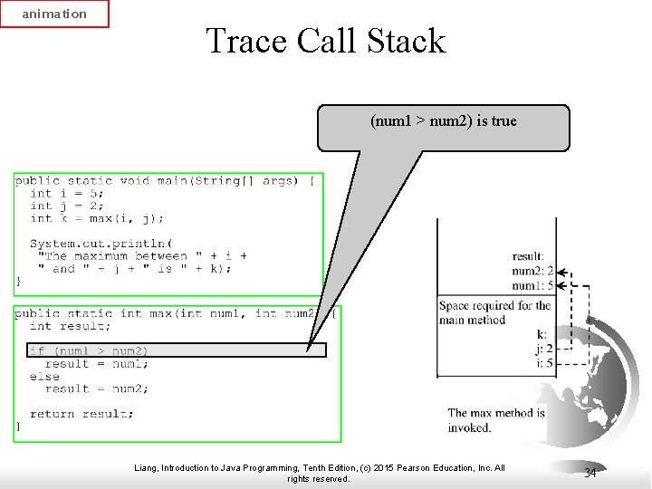 animation Trace Call Stack (num 1 > num 2) is true Liang, Introduction to