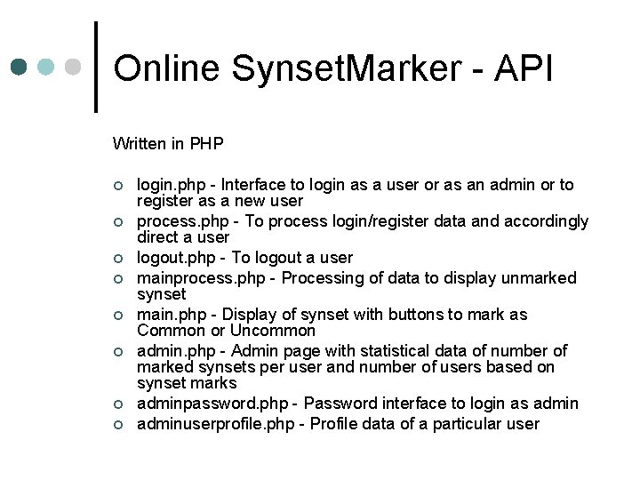 Online Synset. Marker - API Written in PHP ¢ ¢ ¢ ¢ login. php Online Synset. Marker - API Written in PHP ¢ ¢ ¢ ¢ login. php