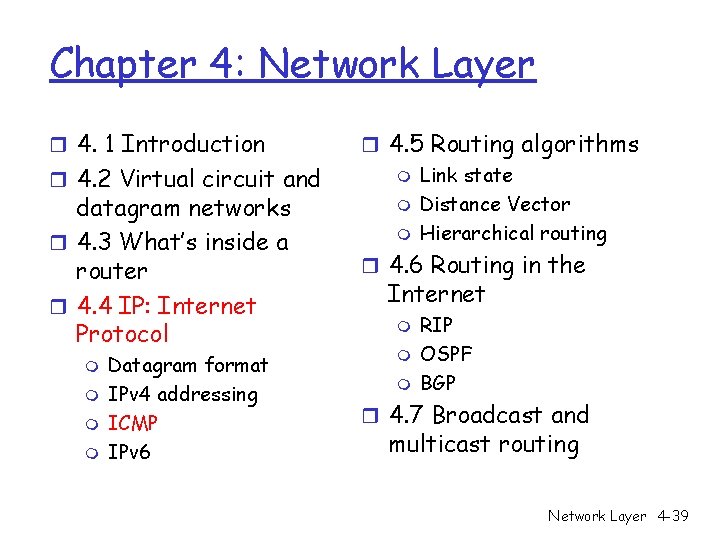 Chapter 4: Network Layer r 4. 1 Introduction r 4. 2 Virtual circuit and Chapter 4: Network Layer r 4. 1 Introduction r 4. 2 Virtual circuit and
