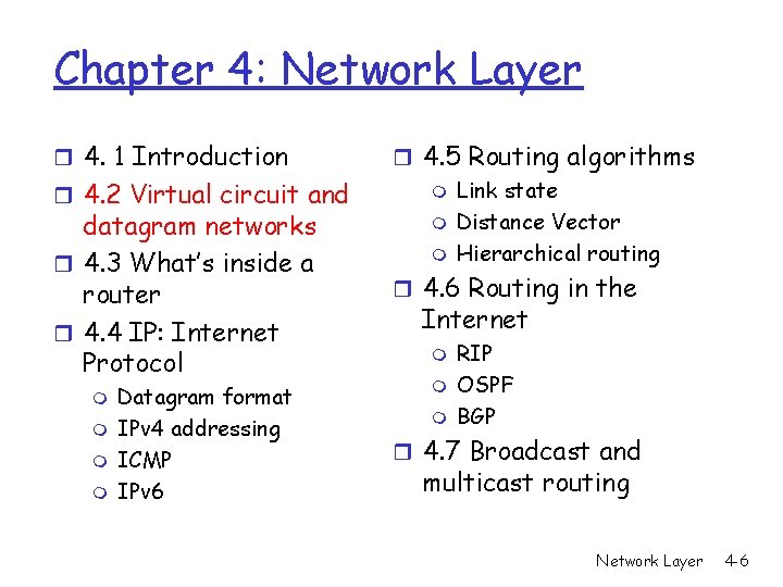 Chapter 4: Network Layer r 4. 1 Introduction r 4. 2 Virtual circuit and Chapter 4: Network Layer r 4. 1 Introduction r 4. 2 Virtual circuit and