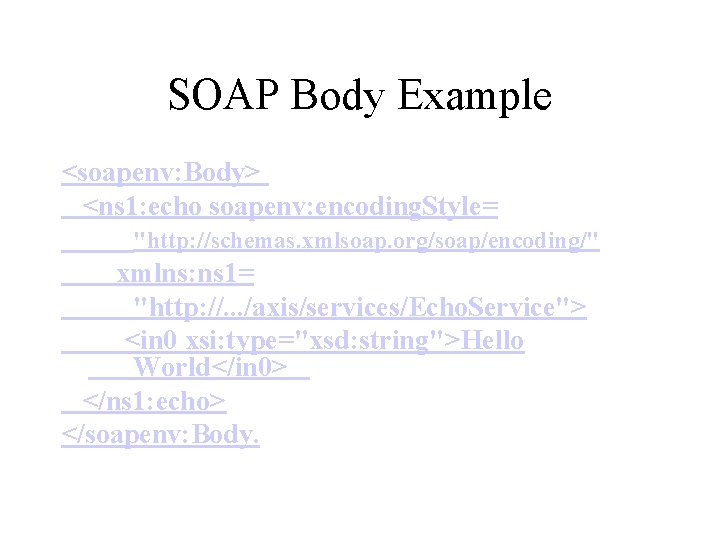 SOAP Body Example <soapenv: Body> <ns 1: echo soapenv: encoding. Style= "http: //schemas. xmlsoap.