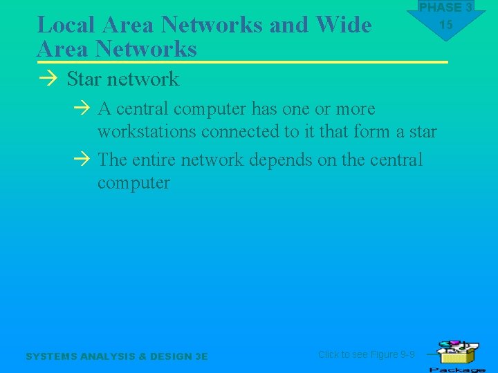 Local Area Networks and Wide Area Networks PHASE 3 15 à Star network à