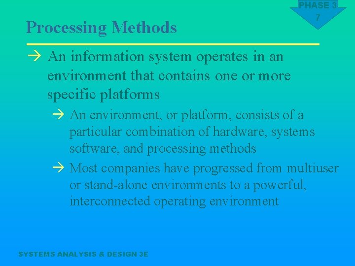 Processing Methods PHASE 3 7 à An information system operates in an environment that