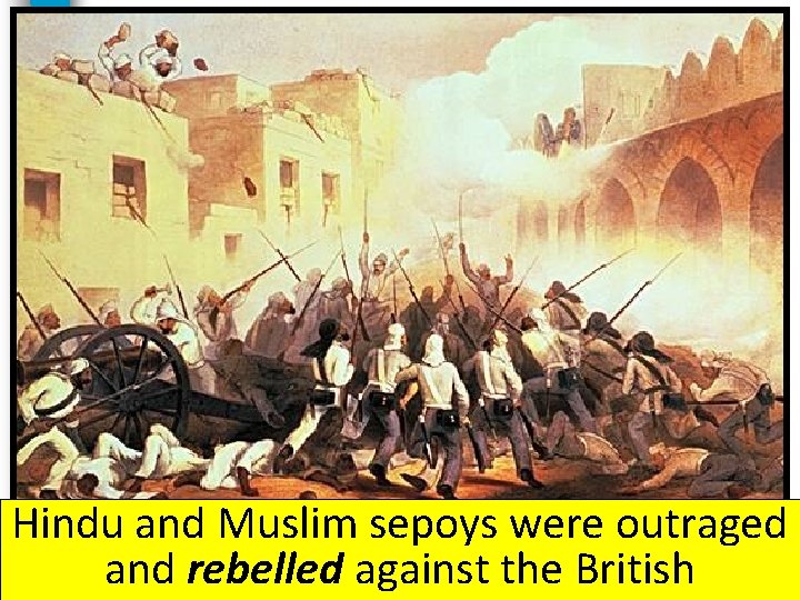 Hindu and Muslim sepoys were outraged and rebelled against the British 