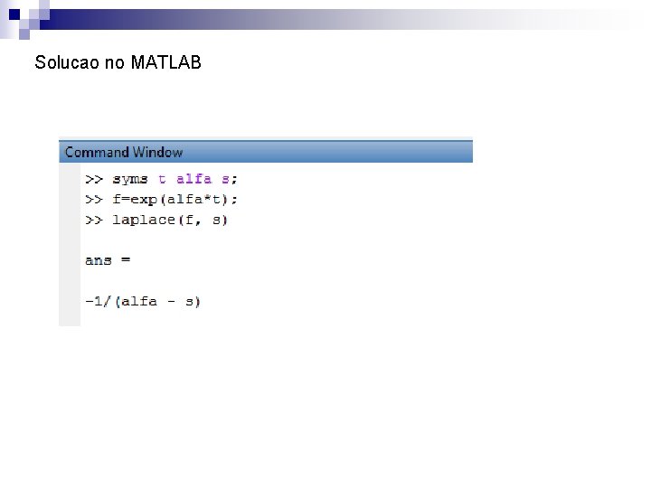 Solucao no MATLAB 