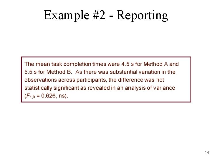 Example #2 - Reporting 14 