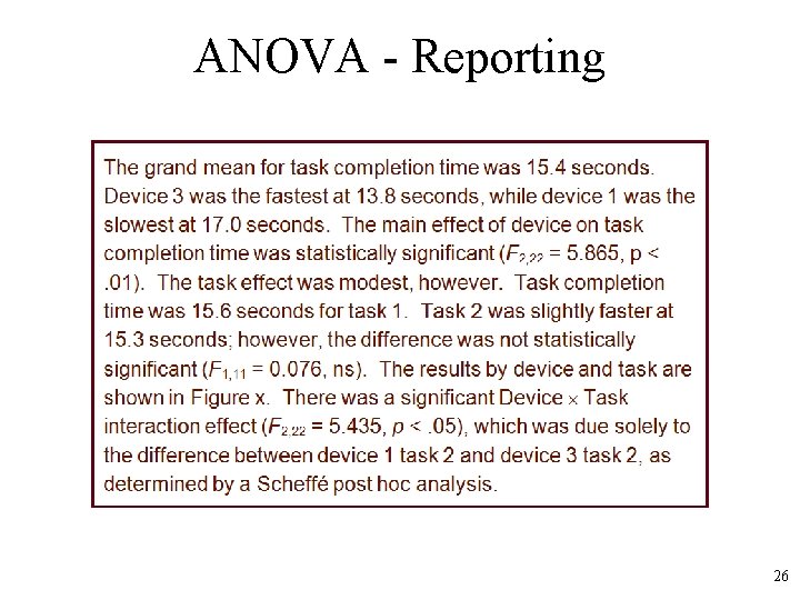 ANOVA - Reporting 26 
