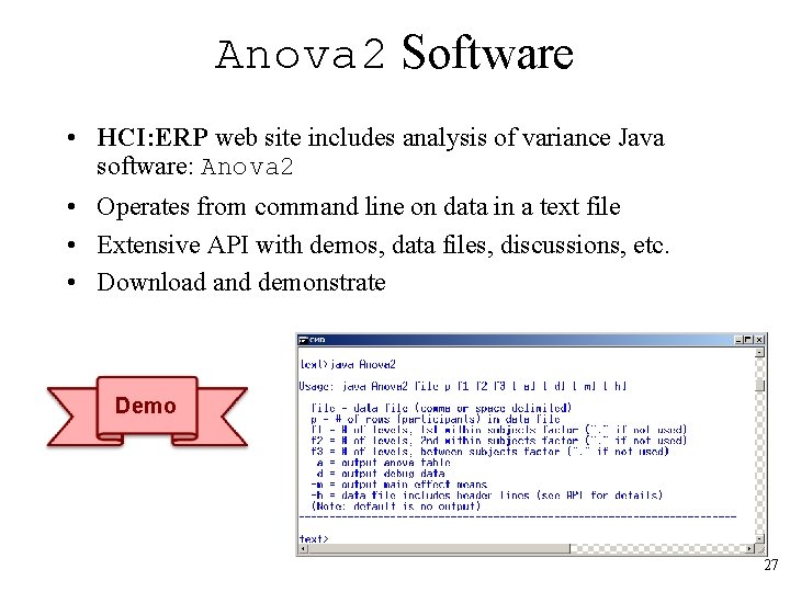Anova 2 Software • HCI: ERP web site includes analysis of variance Java software: