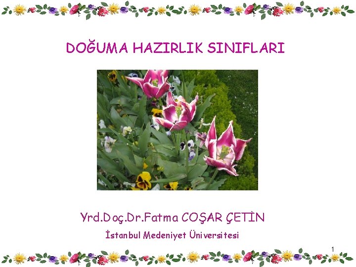 DOĞUMA HAZIRLIK SINIFLARI Yrd. Doç. Dr. Fatma COŞAR ÇETİN İstanbul Medeniyet Üniversitesi 1 