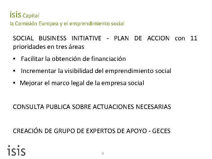 isis Capital la Comisión Europea y el emprendimiento social SOCIAL BUSINESS INITIATIVE - PLAN