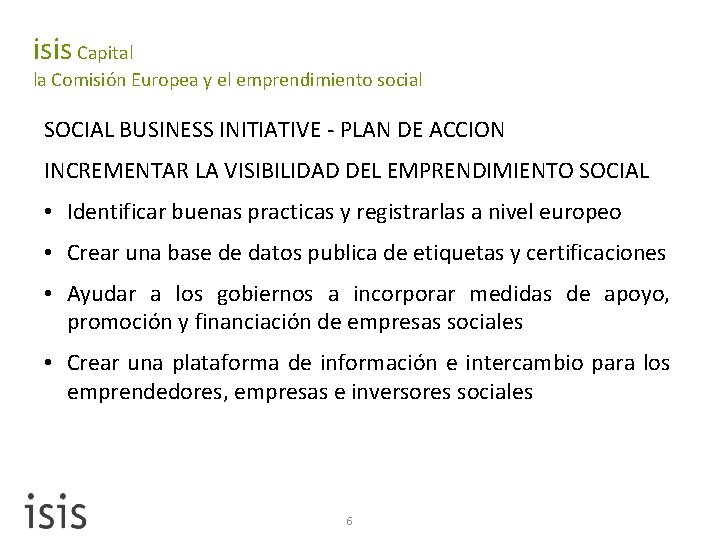 isis Capital la Comisión Europea y el emprendimiento social SOCIAL BUSINESS INITIATIVE - PLAN