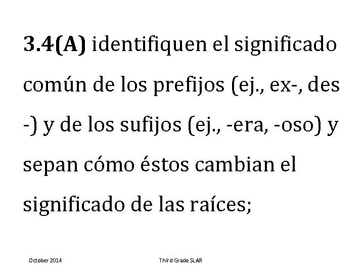 3. 4(A) identifiquen el significado común de los prefijos (ej. , ex-, des -)