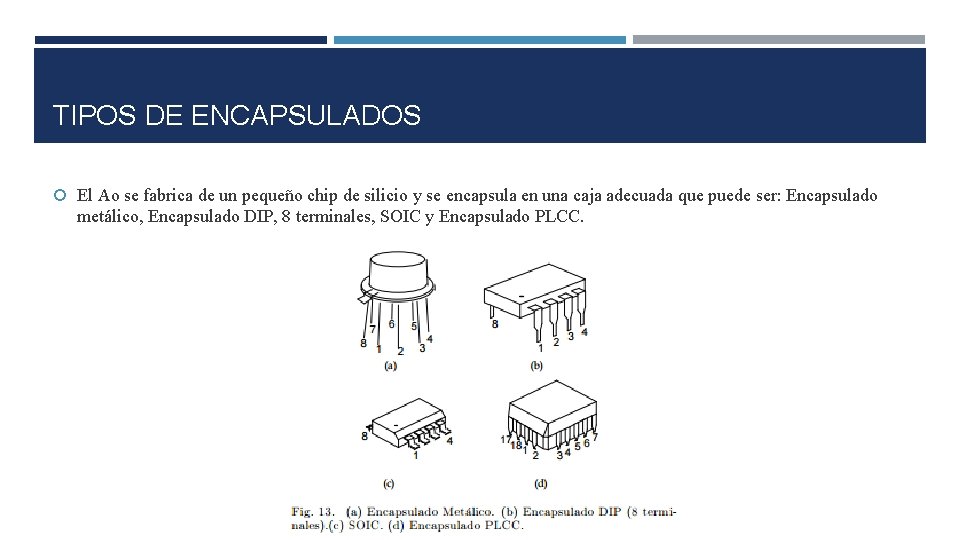 TIPOS DE ENCAPSULADOS El Ao se fabrica de un pequeño chip de silicio y TIPOS DE ENCAPSULADOS El Ao se fabrica de un pequeño chip de silicio y