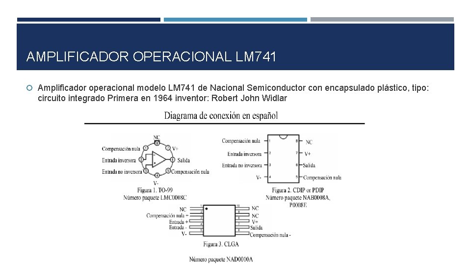 AMPLIFICADOR OPERACIONAL LM 741 Amplificador operacional modelo LM 741 de Nacional Semiconductor con encapsulado AMPLIFICADOR OPERACIONAL LM 741 Amplificador operacional modelo LM 741 de Nacional Semiconductor con encapsulado