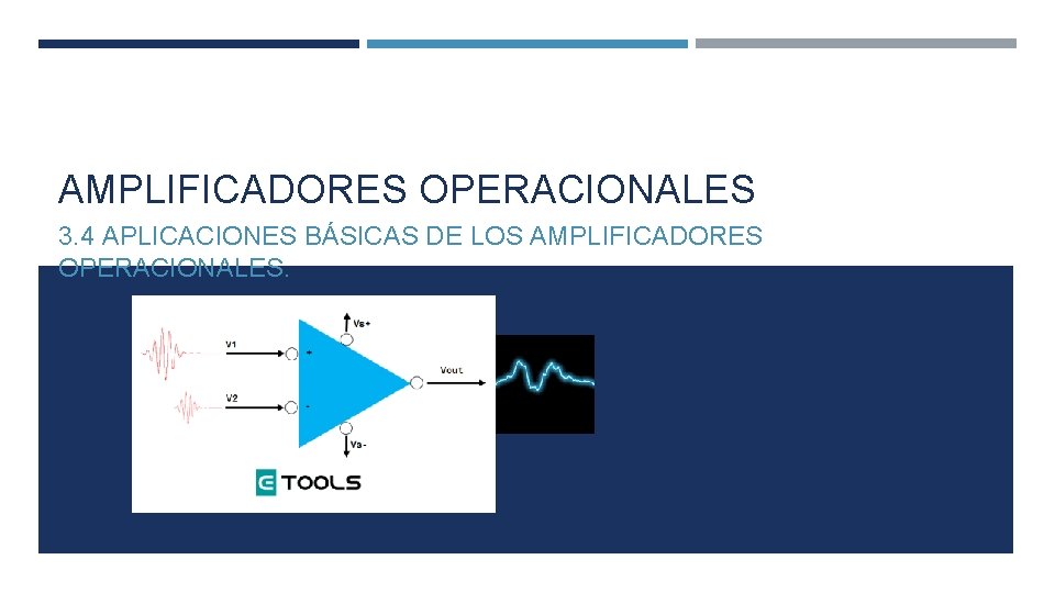 AMPLIFICADORES OPERACIONALES 3. 4 APLICACIONES BÁSICAS DE LOS AMPLIFICADORES OPERACIONALES. AMPLIFICADORES OPERACIONALES 3. 4 APLICACIONES BÁSICAS DE LOS AMPLIFICADORES OPERACIONALES.