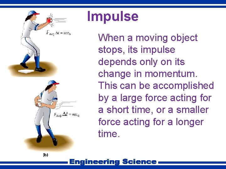 Impulse When a moving object stops, its impulse depends only on its change in