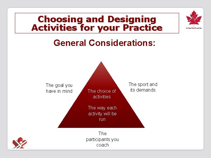 Choosing and Designing Activities for your Practice General Considerations: The goal you have in