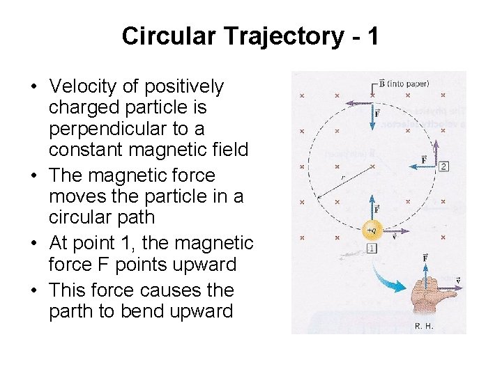 Circular Trajectory - 1 • Velocity of positively charged particle is perpendicular to a